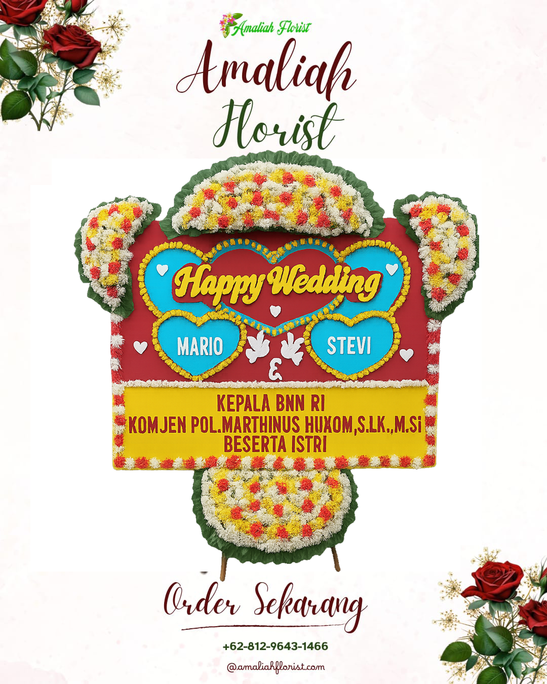 Papan Bunga Pernikahan Maron
